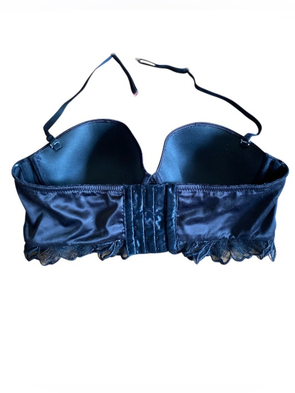ONIVERSE European Lingerie Black Satin Longline Balconette Bra Size 36C - Picture 2 of 3